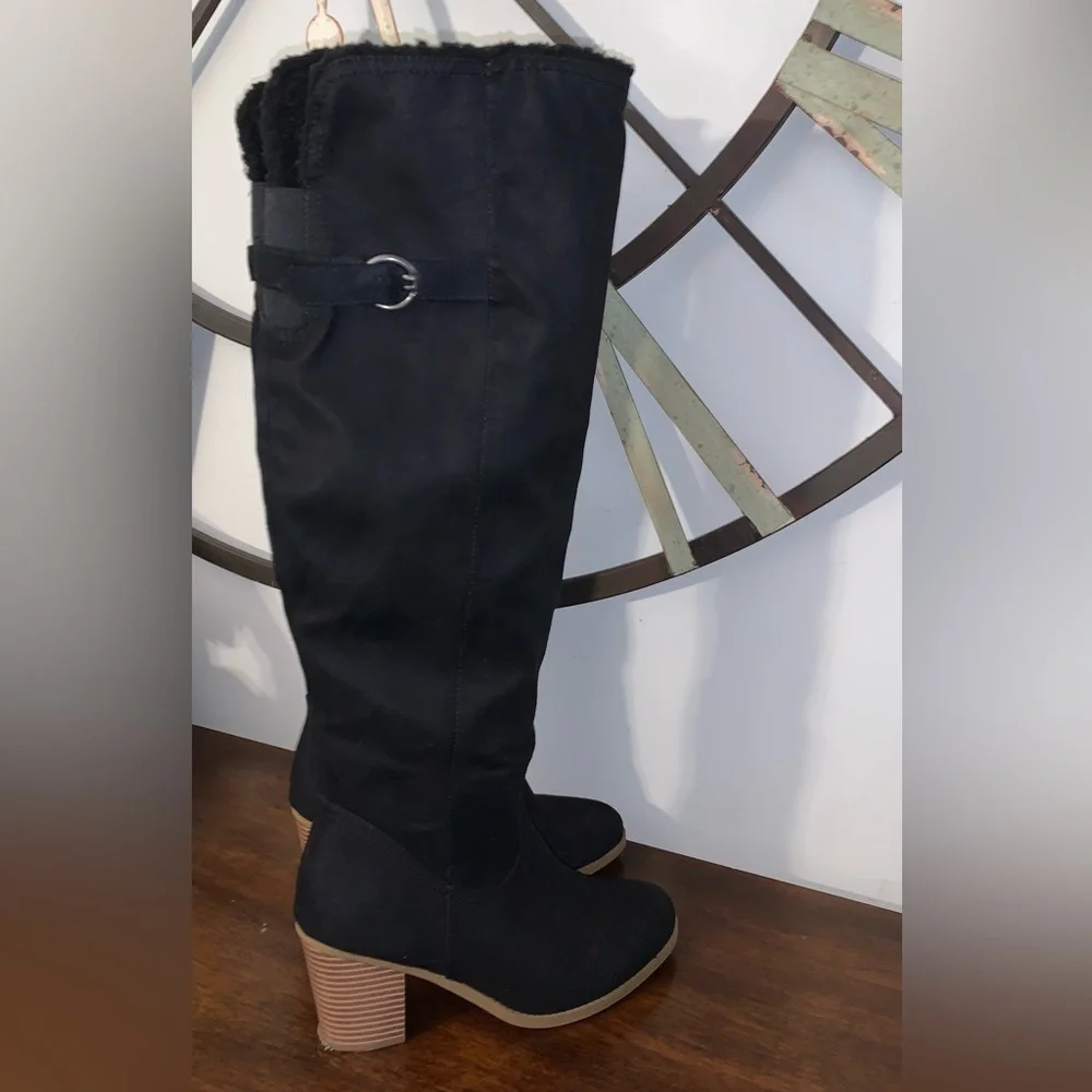 SUGAR OTK (Over the Knee) Slouchy Heeled Black Boots